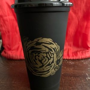 Starbucks Fall 21 Gold Rose on Black Reusable Cup